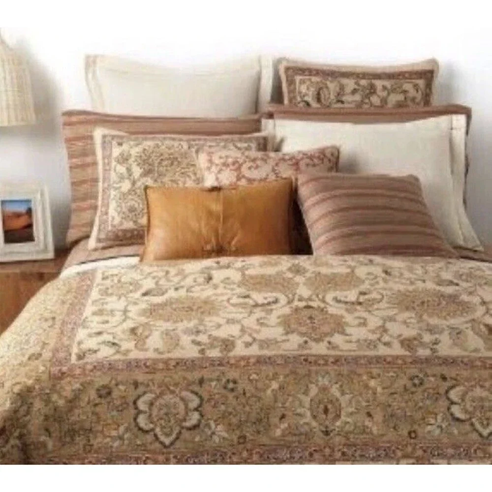 (1) Rare Ralph Lauren Northern Cape Tapestry Pillow Sham Double Sided Zip Cotton